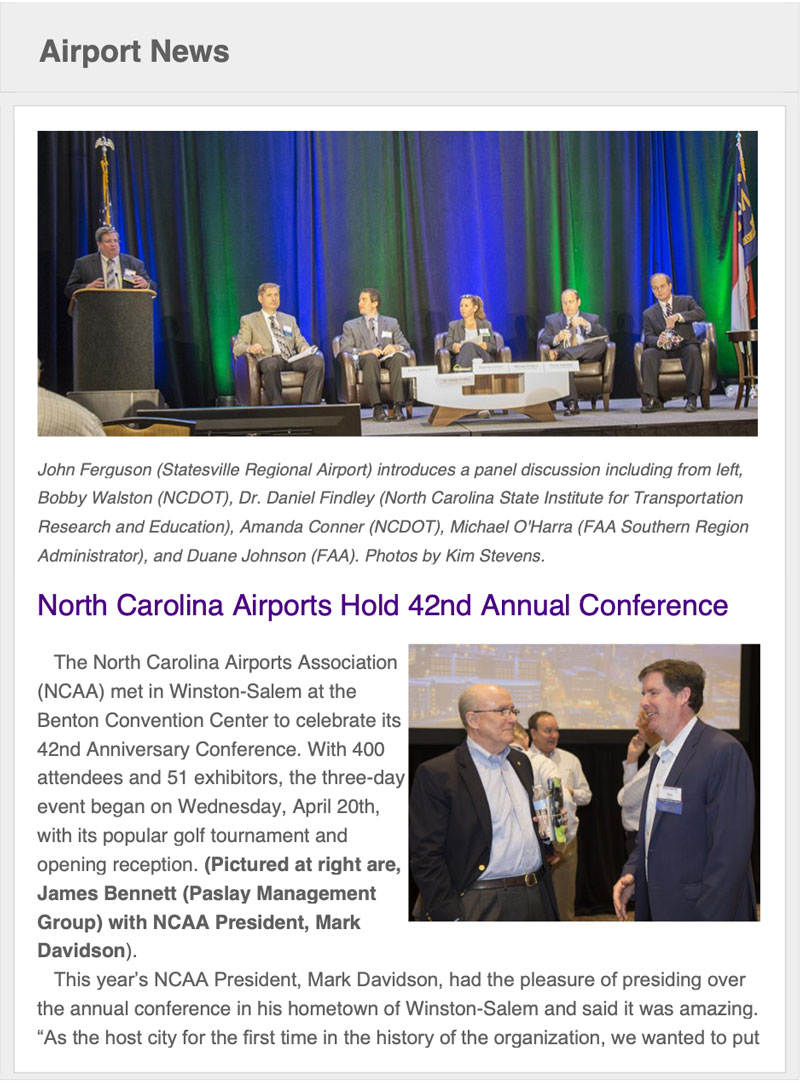 Successful Annual Conference in WinstonSalem NC Airports Association